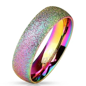 Ring Regenbogen sand-gestrahlt Bunt aus Edelstahl Unisex