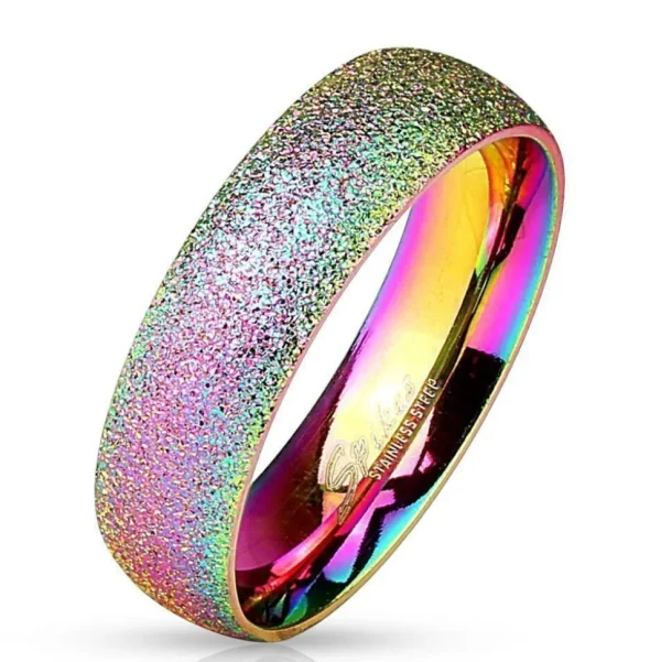 Ring Regenbogen sand-gestrahlt Bunt aus Edelstahl Unisex