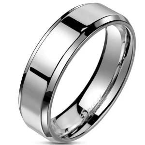 Ring schräger Rand Silber aus Edelstahl Unisex