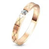 Ring Spannring mit Kristall und Gravur rosegold aus Edelstahl Damen