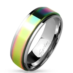 Ring Spinner Regenbogen Bunt aus Edelstahl Unisex