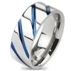 Ring Streifen Blau aus Titan Unisex