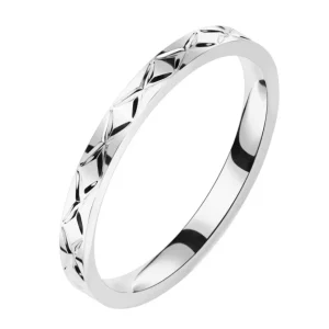 Ring X-Cut Design Silber aus Edelstahl Damen