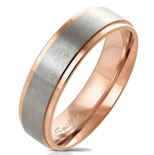 Ring zweifarbig Rose und Silber aus Edelstahl Damen