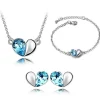 Schmuckset Blue Heart Silber aus Messing Damen