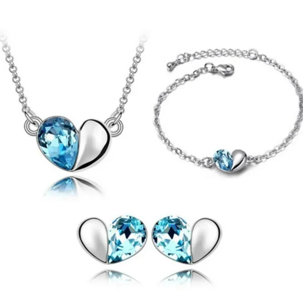 Schmuckset Blue Heart Silber aus Messing Damen