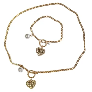 Schmuckset Herz und Perle gold aus Edelstahl Damen