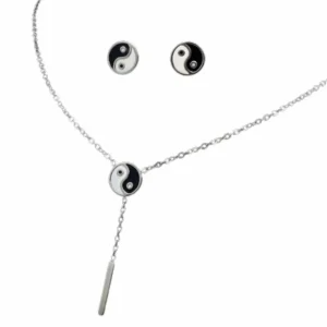 Schmuckset Yin und Yang silber aus Edelstahl Damen