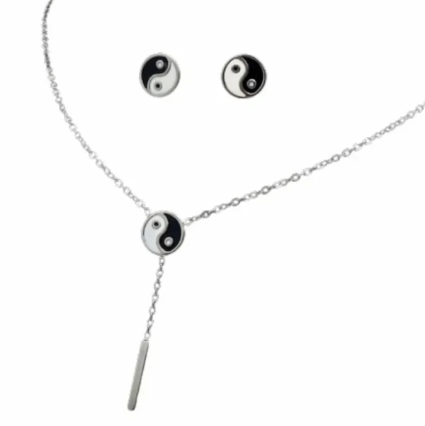 Schmuckset Yin und Yang silber aus Edelstahl Damen