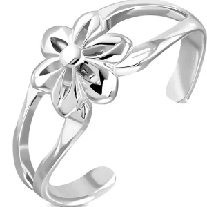 Zehenring Blume Silber aus Messing Damen