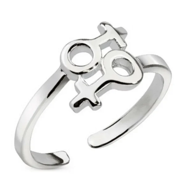 Zehenring mit Weiblichkeitssymbol Silber aus Messing Unisex